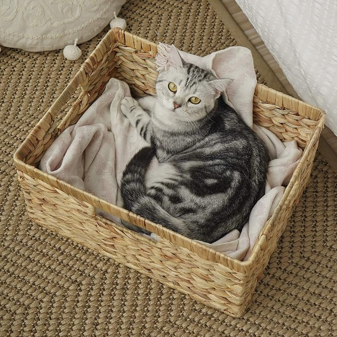 StorageWorks Wicker Baskets for Storage,Wicker Storage Baskets,1-Pack | Water Hyacinth Wicker Storage Baskets for Shelves,Large Wicker Baskets for Organizing,Woven Basket for Storage,Large Basket