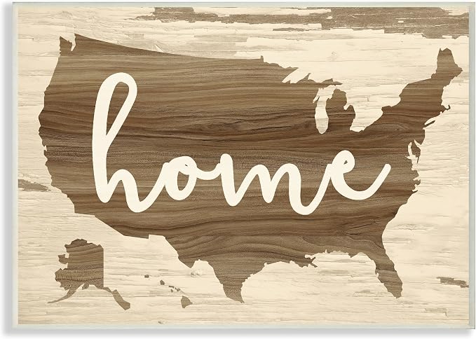 Stupell Home Décor Home Distressed Wood US Map Wall Plaque Art, 10 x 0.5 x 15, Proudly Made in USA | Stupell Industries | 15 x 10 Inches, Easy to Hang and Sturdy, Made in USA, by Daphne Polselli