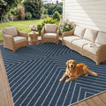 Garvee Easy Jute 5x7 Outdoor Patio Rug, Washable Modern Boho Rugs for Living Room, Non-Slip Farmhouse Striped Outdoor Mat Neutral Floor Carpet for Patio Dining Room Backyard 5'x7'