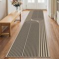 Faux Jute Hallway Runner Rug, 2' x 8' Kitchen Runner, Black Farmhouse Ultra-Thin Washable Non-Slip Carpet Runner for Laundry, Bedroom, Backyard, Outdoor, Home Decor