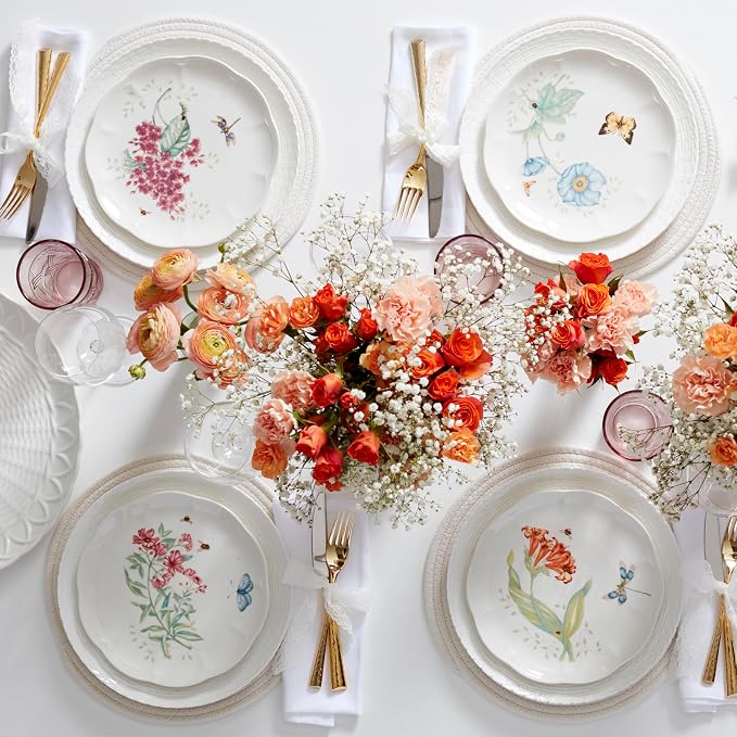 Lenox Wicker Creek 12-Piece Dinnerware Set, 14.29,White