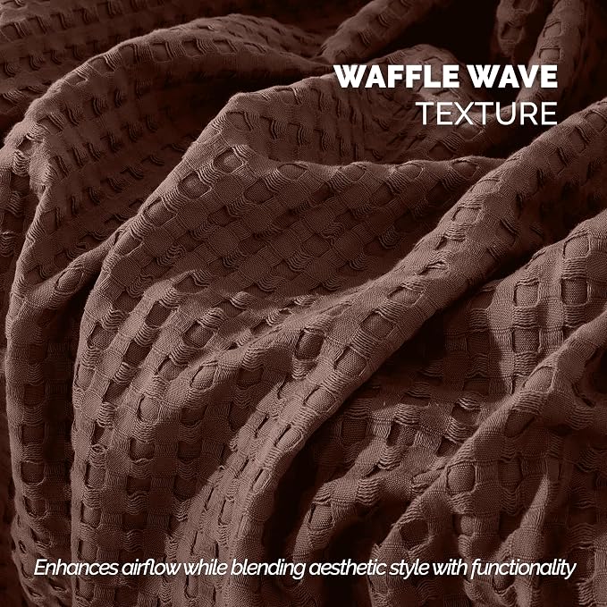 Elegant Comfort Premium 100% Cotton Waffle Blanket - Lightweight Breathable Waffle Weave Bed Blanket - Soft and Warm All Season Blanket for Couch, Sofa and Bed, TwinXL Size 68x90 Inches, Brown