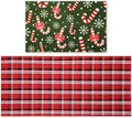 2 Pcs Outdoor Door Mat Combo Set Layered Outdoor Rug and Coir Welcome Doormat Non Slip Outside Floor Mat for Front Porch Entryway Patio Yard Decor(Candy Cane,24'' X 51',18'' X 28'')