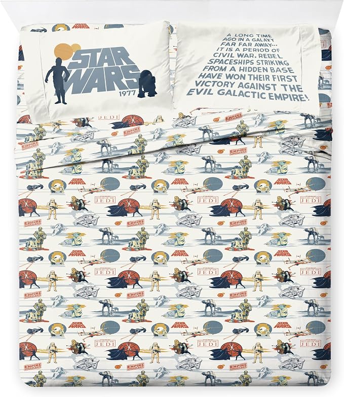 Jay Franco Star Wars Full Comforter Set 7 Piece Soft Bedding for Boys, Blue | Darth Vader Yoda, Bed in a Bag, Comforter Sheets Shams Pillowcases, Official Product, Microfiber, Machine Washable, Boys Gift