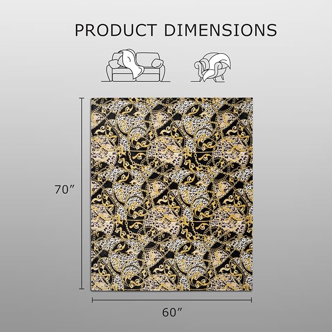 Baby Phat Oversized Plush Throw Blanket, Leopard with Chains, 60" x 70"