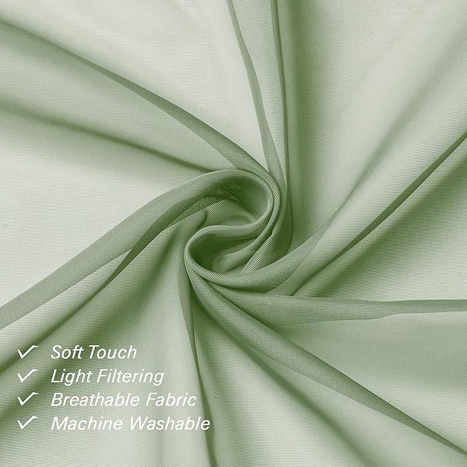Lecloud Sheer Curtain Panels Set 96" Inches Long, Solid Voile Light Filtering - Image 3