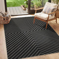 Garvee Striped Easy Jute Outdoor Patio Rug, 3x5 Washable Rugs for Entryway Porch, Non Slip Farmhouse Neutral Non Shedding Indoor Outdoor Carpet for Entry Kitchen Guestroom Deck Foyer 3'x5' Black