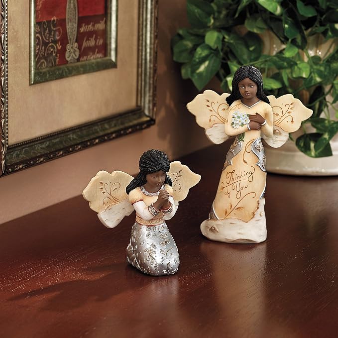 Pavilion - Elements in Faith Ebony Angel Figurine - 3-1/2-Inch, Praying