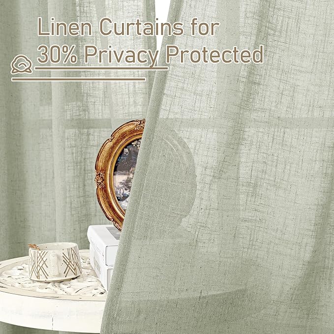 LAMIT Short Linen Curtains 54 Inch Length - Image 6