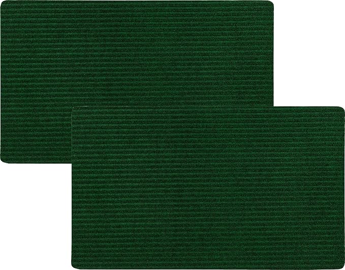 Mohawk Home Utility Floor Mat Solid Dark Forest Green (1'6" x 2'6" (2 Pack)) Perfect for Garage, Entryway, Porch, and Laundry Room