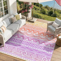 Lahome Outdoor Rug Waterproof, 6x9 Reversible Outdoor Plastic Straw Rug for Camping, RV Patio Rugs Large Carpet for Porch Deck Backyard Balcony Picnic(Orange/Purple,6'x 9')