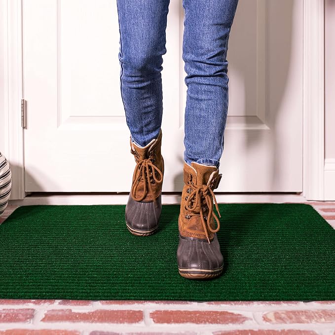 Mohawk Home Utility Floor Mat Solid Dark Forest Green (1'6" x 2'6" (2 Pack)) Perfect for Garage, Entryway, Porch, and Laundry Room
