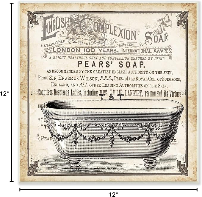 Stupell Home Décor Old English Tub Pears' Soap Wall Plaque Art, 12 x 0.5 x 12, Proudly Made in USA