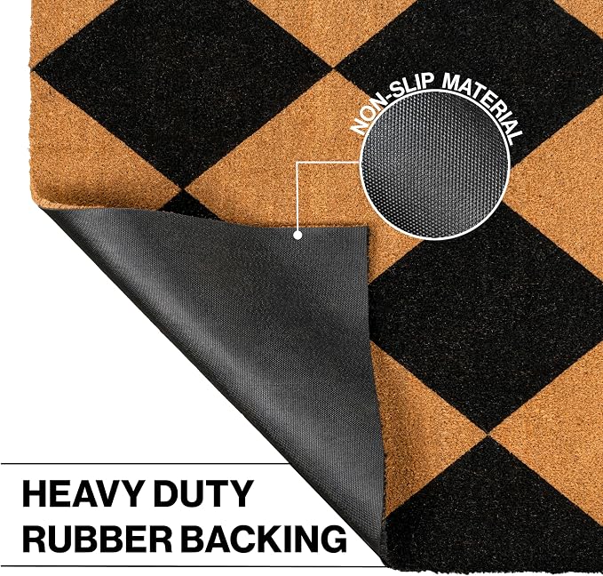 JONATHAN Y Natural Coir Indoor/Outdoor Runner Rug 3X6 Natural/Black Geo, Peater Classic Casual Commerical Doormat Ideal for Door Entrance, Patio, Porch, Backyard, Garages NRF111A-36