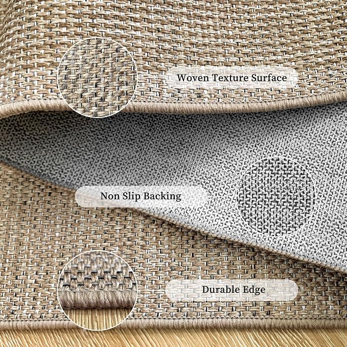 Easy Jute Rug for Pet Homes: 6x9 Outdoor Rug - Geometric Arch Pattern | Washable Design Cuts Your Cleaning Time by 75% and Maintain Shape and Texture after 50 Washes