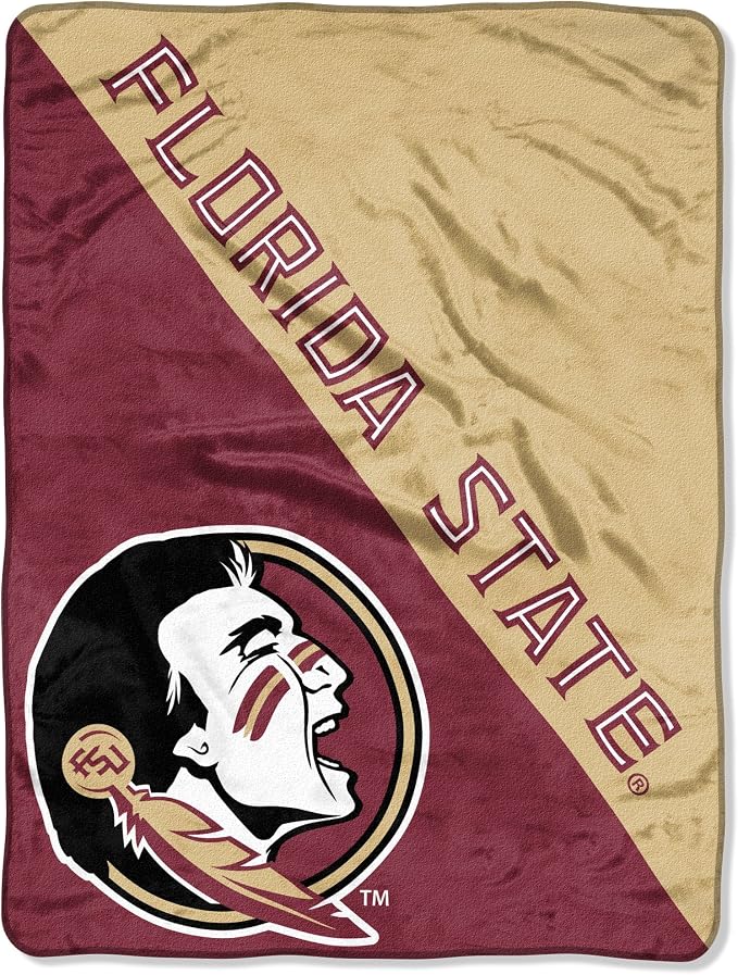 Northwest NCAA Florida State Seminoles Micro Raschel Throw Blanket – 46 x 60 Inches – Halftone Design – Soft Warm College Team Blanket