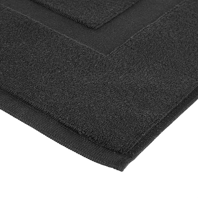 Amazon Basics Banded 100% Cotton Machine Washable Bathroom Bath Rug Mat, 31" x 20", Black