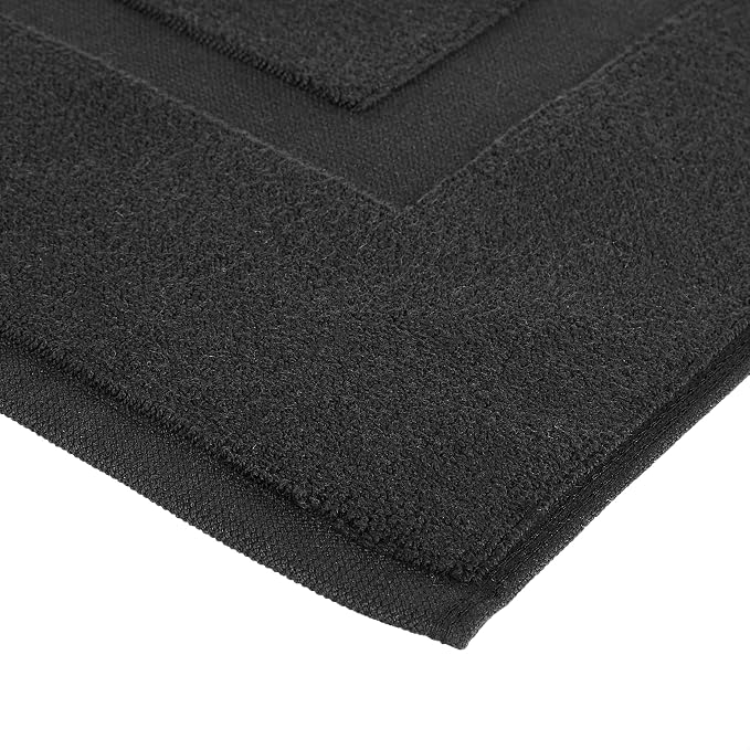 Amazon Basics Banded 100% Cotton Machine Washable Bathroom Bath Rug Mat, 31" x 20", Black (Pack of 2)