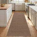 THE BEER VALLEY Woven Kitchen Runner Rug 2x6 Feet - Brown Mocha | Non Slip Outdoor Long Entry Door Runners for Hallways, Washable Indoor Bathroom Low Profile Rugs