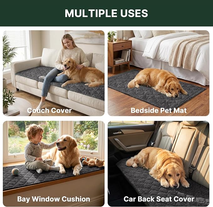 H.VERSAILTEX Chenille Couch Cover for Dogs Washable Soft Large Sofa Covers Sectional Sofa Cover Heather Blending Non-Slip Thick Couch Protector Dog Pet Bed Covers(Heathered Charcoal, 28" x 83")