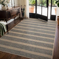 LIVEBOX Striped Easy Jute 5x7 Outdoor Rug, Black Washable Rugs for Patio Living Room, Indoor Outdoor Non Slip Area Rug for Bedroom, Farmhouse Neutral Carpet Floor Mat for Dining Room Backyard Deck