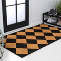 JONATHAN Y Natural Coir Indoor/Outdoor Area Rug 3X4 Natural/Black Geo, Peater Classic Casual Commerical Doormat Ideal for Door Entrance, Patio, Porch, Backyard, Garages NRF111A-34