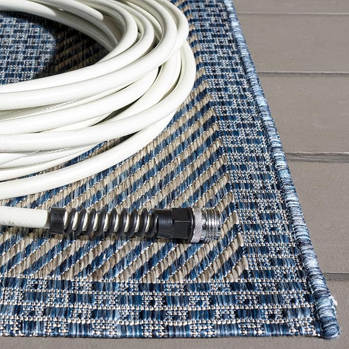 SAFAVIEH Courtyard Area Rug 9x12, Large Navy & Grey CY8477-40021