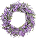 30" Artificial Lavender Floral Spring Wreath with Green Leaves