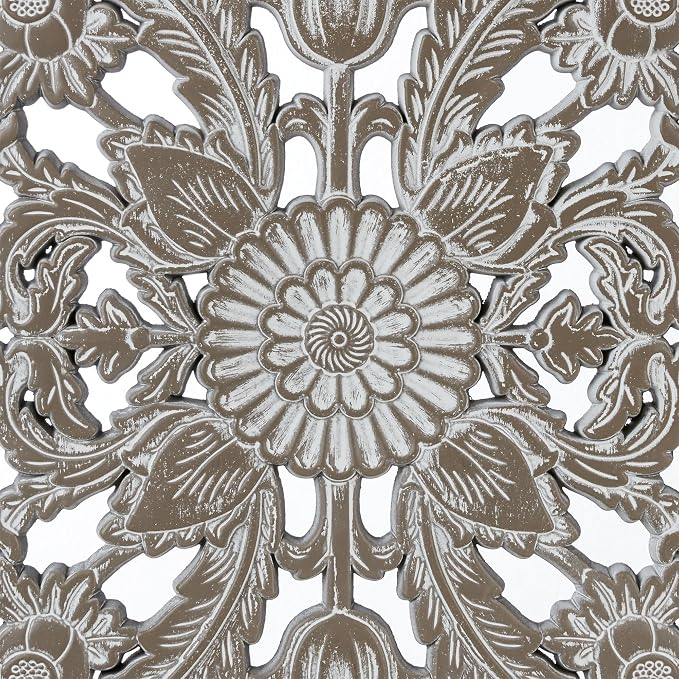 Madison Park Wall Décor for Living Room - Botanical Panel, Home Accent Modern Kitchen Dining Decoration, Ready to Hang 2-Piece Distressed Carved Wood Panel Set for Bedroom, 15.75"W x 31.50"H, Antique Green