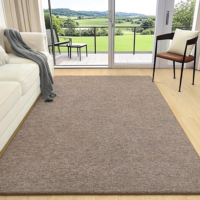 AROGAN Washable 6×9 Living Room Rug, Modern Area Rugs with Soft Memory Foam for Bedroom, Minimalist Non-Slip Indoor Floor Carpet for Dining Room Office Kids Playroom Decor, Matte Brown