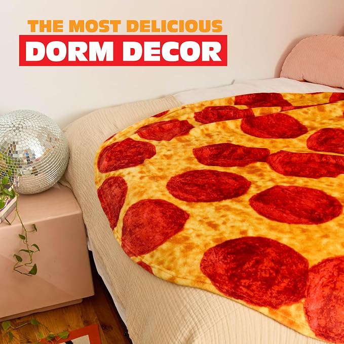 Cozy Concepts Co. Pizza Comfort Blanket by Relatable, Viral Trend Throw Blanket, Looks Like Giant Pizza to Wrap Yourself Up, Fun Dorm Decor or Back to School Gift, Large 60” Cozy Fleece Blanket