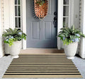 Layered Doormat 2.3'x3.6,Black and Tan Machine Washable Porch Rug Cotton Woven Striped Farmhouse Small Area Rug for Porch/Home Entrace Decor/Bedroom/Layered Door Mats