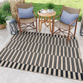 Lahome Striped Easy Jute Outdoor Patio Rug, 5x7 Dining Room Washable Rugs | Living Room Area Rug Black, Modern Farmhouse Neutral Non Slip Non Shedding Carpet for Porch Deck Classroom Entryway Office