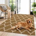 Washable 3x5 Moroccan Trellis Easy Jute Rug, Khaki Neutral Boho Outdoor Indoor Patio Small Area Rugs, Woven Ultra Thin Non Slip Carpet Door Mat for Entryway Front Door Porch Backyard Kids Playroom