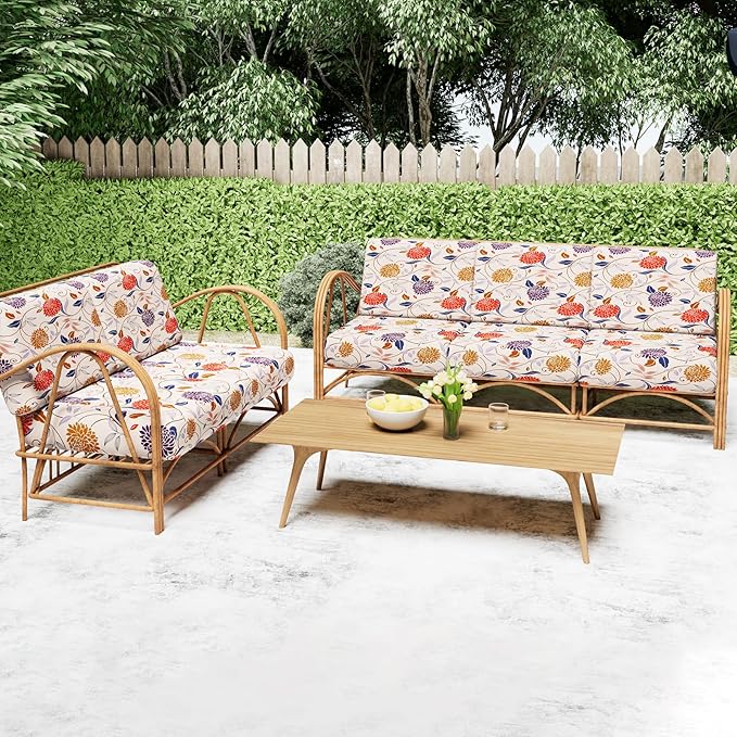 Smiry Printed Couch Cushion Covers, Stretch Soft Couch Covers for Sofa, Washable Non-Slip Sofa Slipcover Furniture Protector for Indoor and Outdoor (1 Pack, Orange)