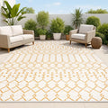 JONATHAN Y Moroccan Geometric Indoor Outdoor Area Rug 3X5 Cream/Orange, Ourika Textured Weave for Backyard, Patio, Porch, Easy-Cleaning, High Traffic, Pet-Friendly, Non-Shedding (SMB108O-3)