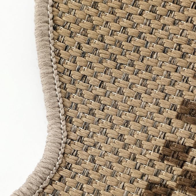 Tribesigns Scalloped Easy Jute 2x6 Hallway Runner Rug Non Slip, Tan/Checkered Kitchen Runner Rugs Non Skid Washable, Geometric Indoor Outdoor Carpet for Laundry Porch Entryway