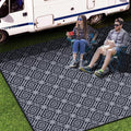 GOTGELIF Outdoor Camping Rug Waterproof 9x12FT, Large Reversible Stain&UV Resistant Plastic Straw RV Rug for Outside Patio Pool Deck Beach Indoor, Area Carpet Mat with Portable Bag&4 Stakes-Black Grey