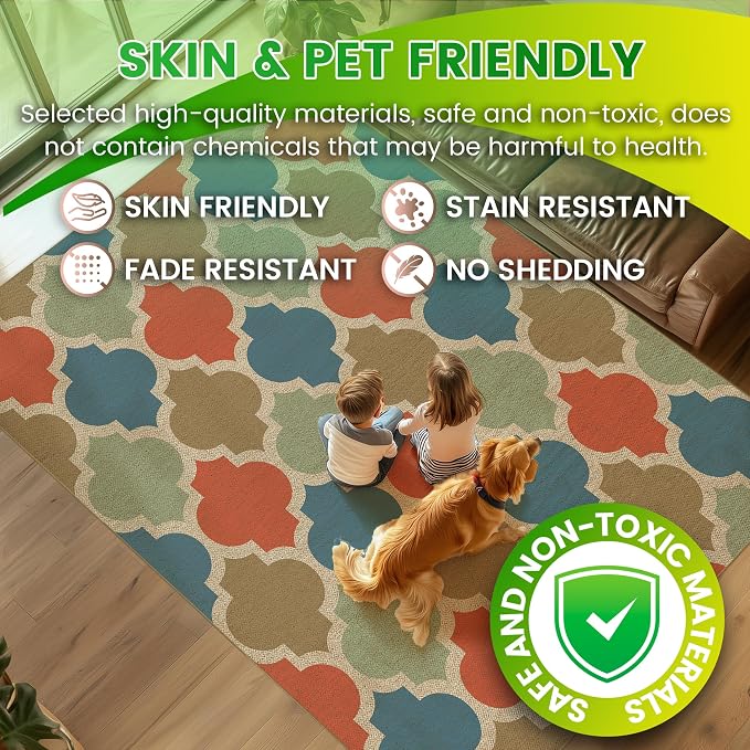 Washable 2x6 Moroccan Trellis Easy Jute Runner Rug, Colorful Neutral Boho Outdoor Indoor Patio Area Rugs, Woven Lightweight Non Slip Long Runner Carpet Door Mat for Hallway Kitchen 6ft Entryway