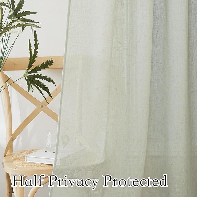 RYB HOME Linen Curtains 63 inch Length - Image 4