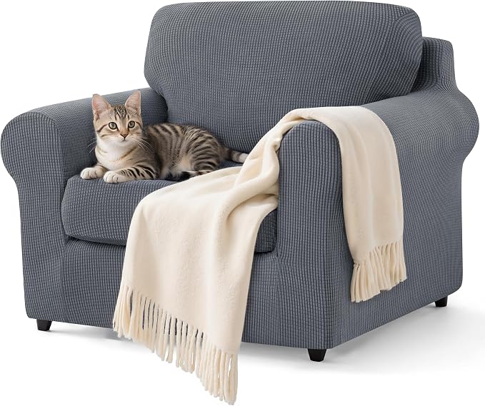 SUBRTEX 3 Pieces Stretch Sofa Slipcover Sets Couch Cover Sets Backrest Cushion Covers Furniture Protector Collection Set for Oversize Sofa Loveseat Chair Slip Covers(Small, Light Gray)