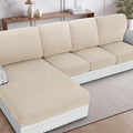 H.VERSAILTEX Sectional Couch Covers 4 Pieces Sofa Seat Cushion Covers L Shape Separate Cushion Couch Chaise Cover for Both Left/Right Sectional Couch (Seat Only: 1 Chaise + 3 Sofa, Natural)