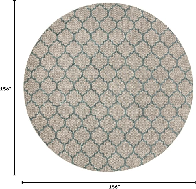 Unique Loom Outdoor Trellis Collection Area Rug - Trellis (Round 13' 0" x 13' 0", Gray/ Ivory)