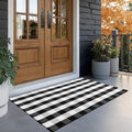 joybest Buffalo Plaid Rug 3 x 5 ft Black and White Checkered Area Rug Cotton Hand-Woven Indoor Outdoor Rugs Carpet for Patio, Living Room, Dining Room, Bedroom