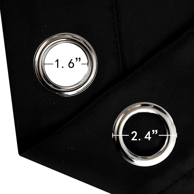 LEMOMO Black Thermal Blackout Curtains/52 x 95 Inch/Set of 2 Panels Room Darkening Curtains for Bedroom