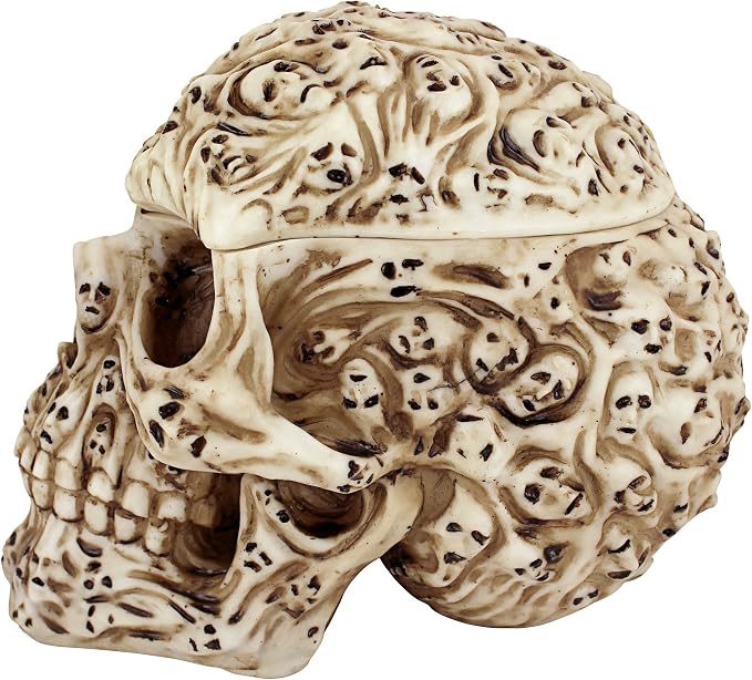 Design Toscano Skull's Soul Ghosts Jewelry Stash Box Halloween Decor, 4 inches wide, 6 inches tall, Cast Stone Resin, Full Color Paint