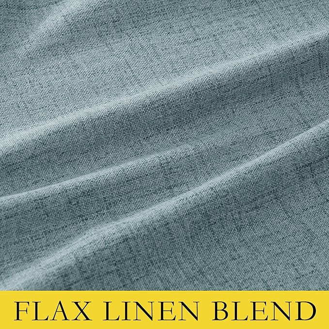 NICETOWN 100% Absolutely Blackout Linen Curtains with Thermal Insulated Liner, Skylark Blue, 62" Wide, 120" Length Energy Saving Curtains for Living Room 2 Panels Set, Vertical Blinds