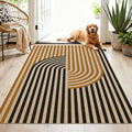 Washable Modern Easy Jute Rug 3x5, Black Outdoor Indoor Patio Abstract Geometric Neutral Small Rug, Woven Non Slip Thin Carpet Mat for Living Bedroom Entryway Front Door Farmhouse Doorway Kids