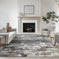 Area Rugs 8x10 for Living Room Bedroom, Modern Abstract Machine Washable Soft Dark Gray Rug, Floor Carpet with Non Slip Backing for Dining Room