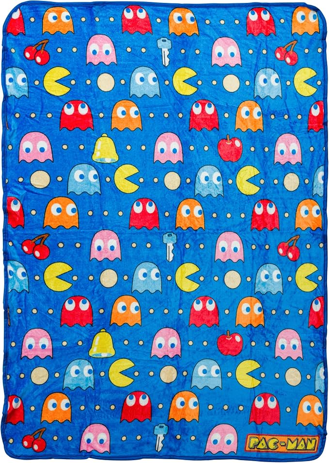 Silver Buffalo Pac-Man Game, Ghost Gang, Fleece Throw Blanket, 45x60in | Soft and Cozy, 185 GSM